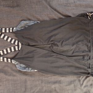 Black and Gray Striped Jumpsuit